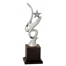New 11 1/2 inch Silver Metal Art Crystal Award